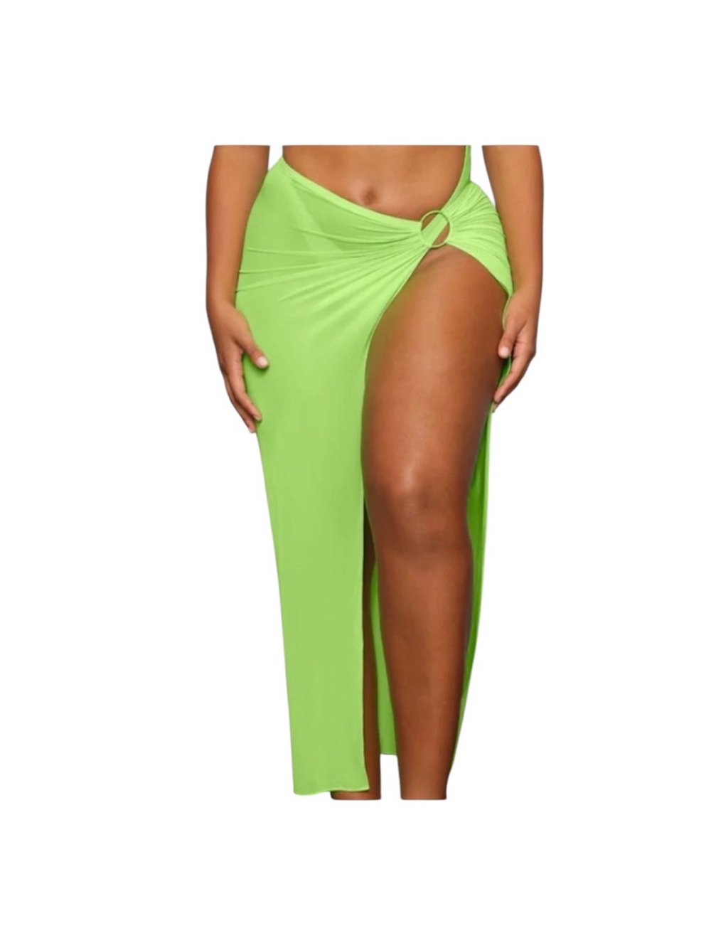 SKIMS Swim Sarong Skirt 3X Neon Green Mesh Ring Maxi Cover Up NWT Festival